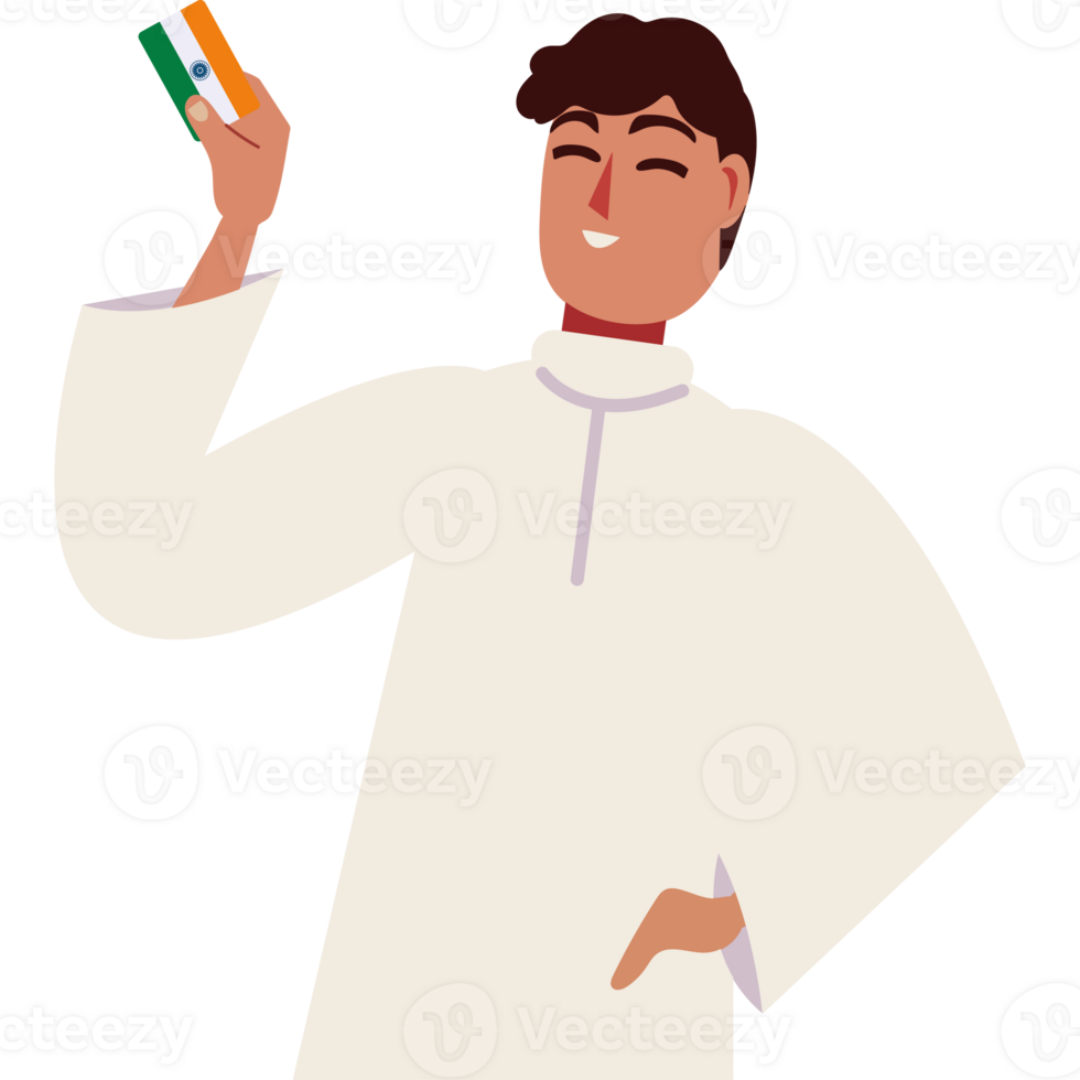 A man holding an indian flag png