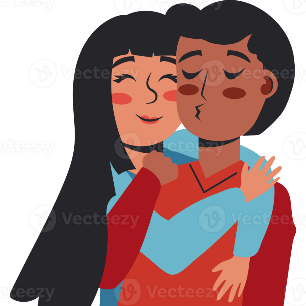 A couple hugging and kissing png