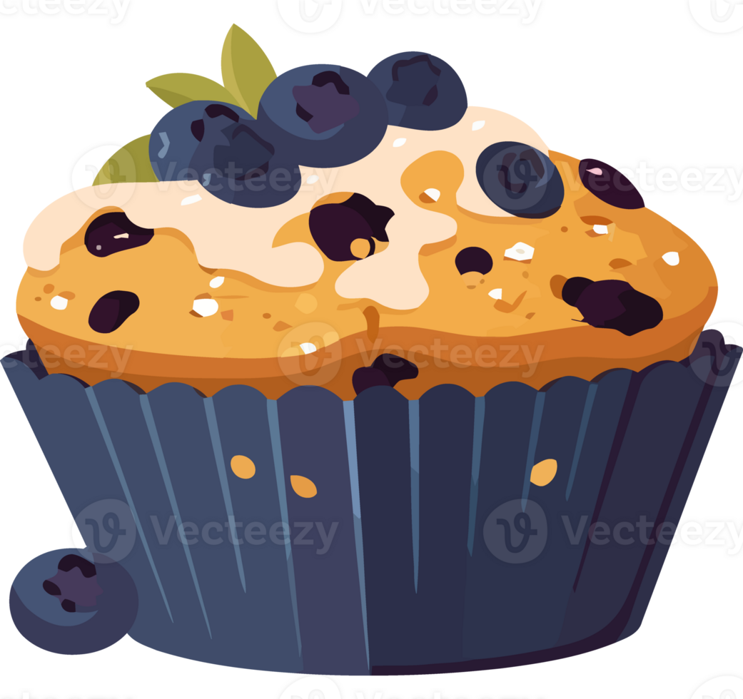 Blueberry muffin with cream cheese icing png