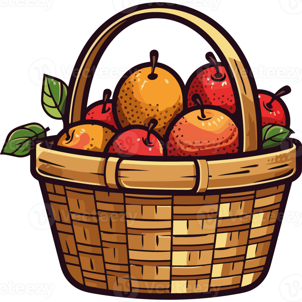 A basket full of apples on a black background png