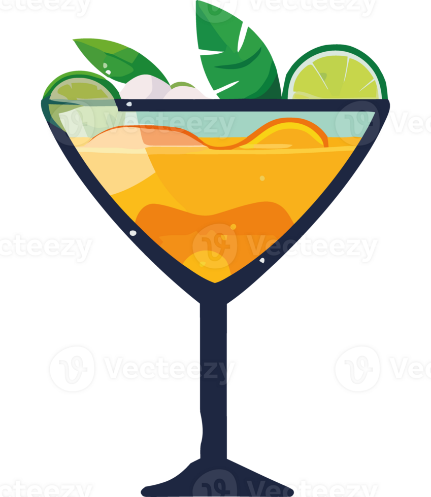 A cocktail with orange slices and lime png