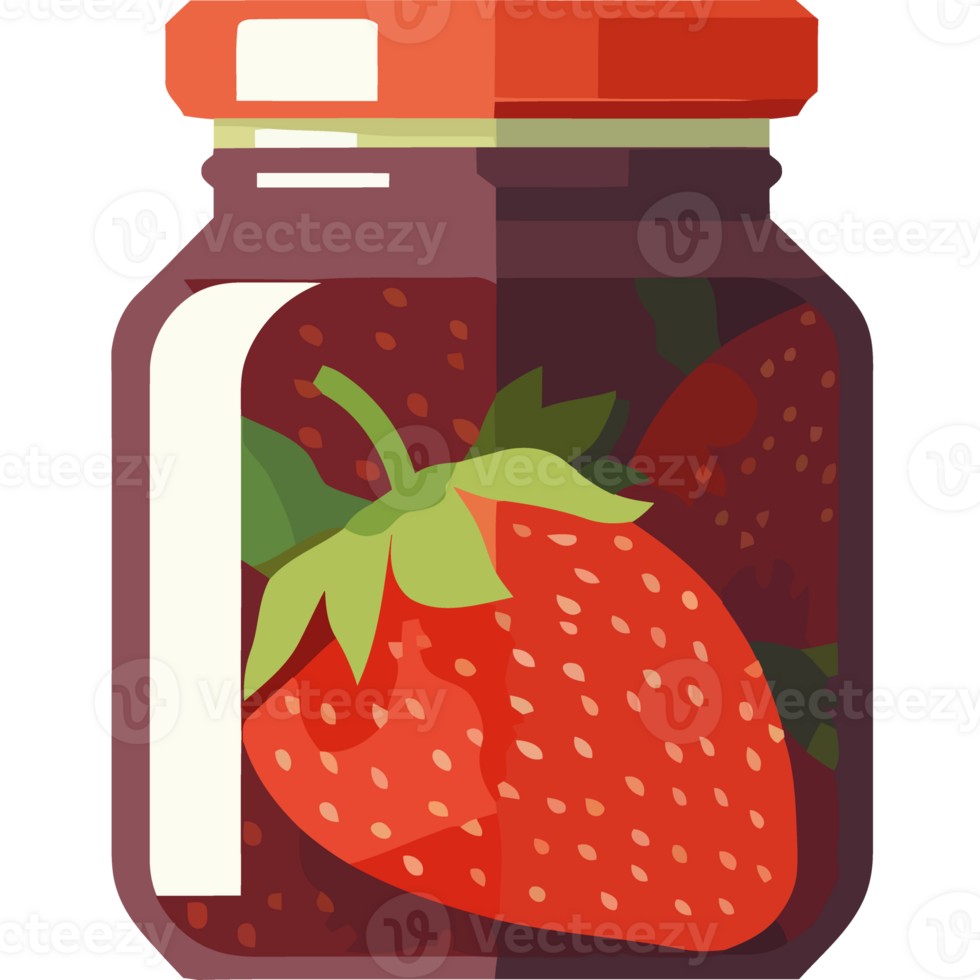 A jar of strawberries with a lid png