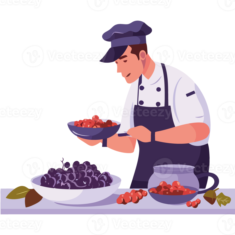 A chef preparing food in a kitchen png