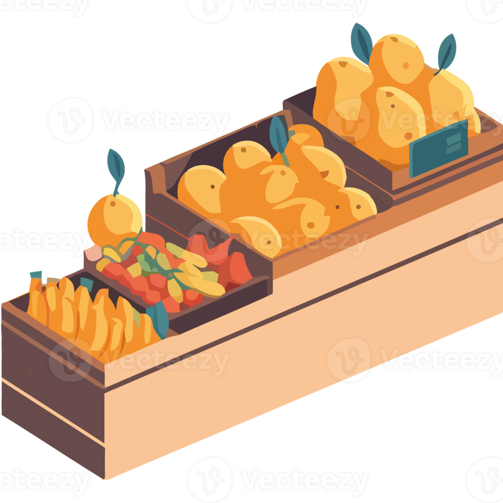 An illustration of a fruit and vegetable stand png