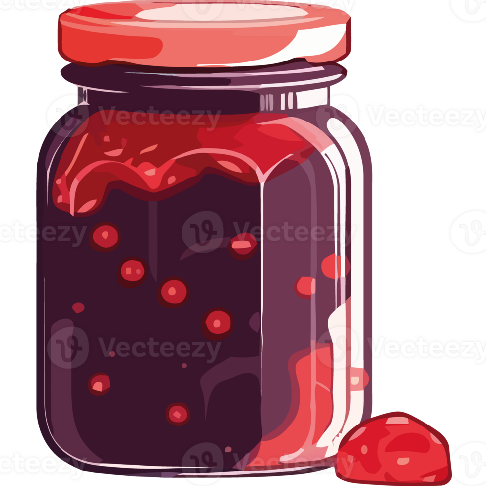 A jar of jam with red liquid inside png