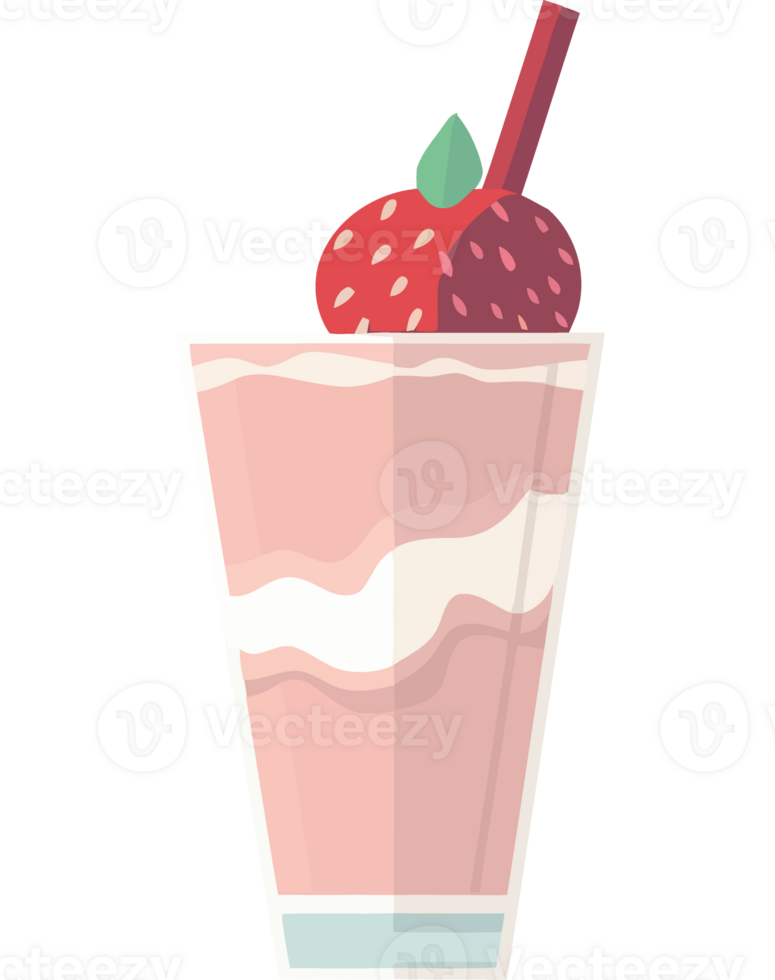 A strawberry milkshake with a straw png