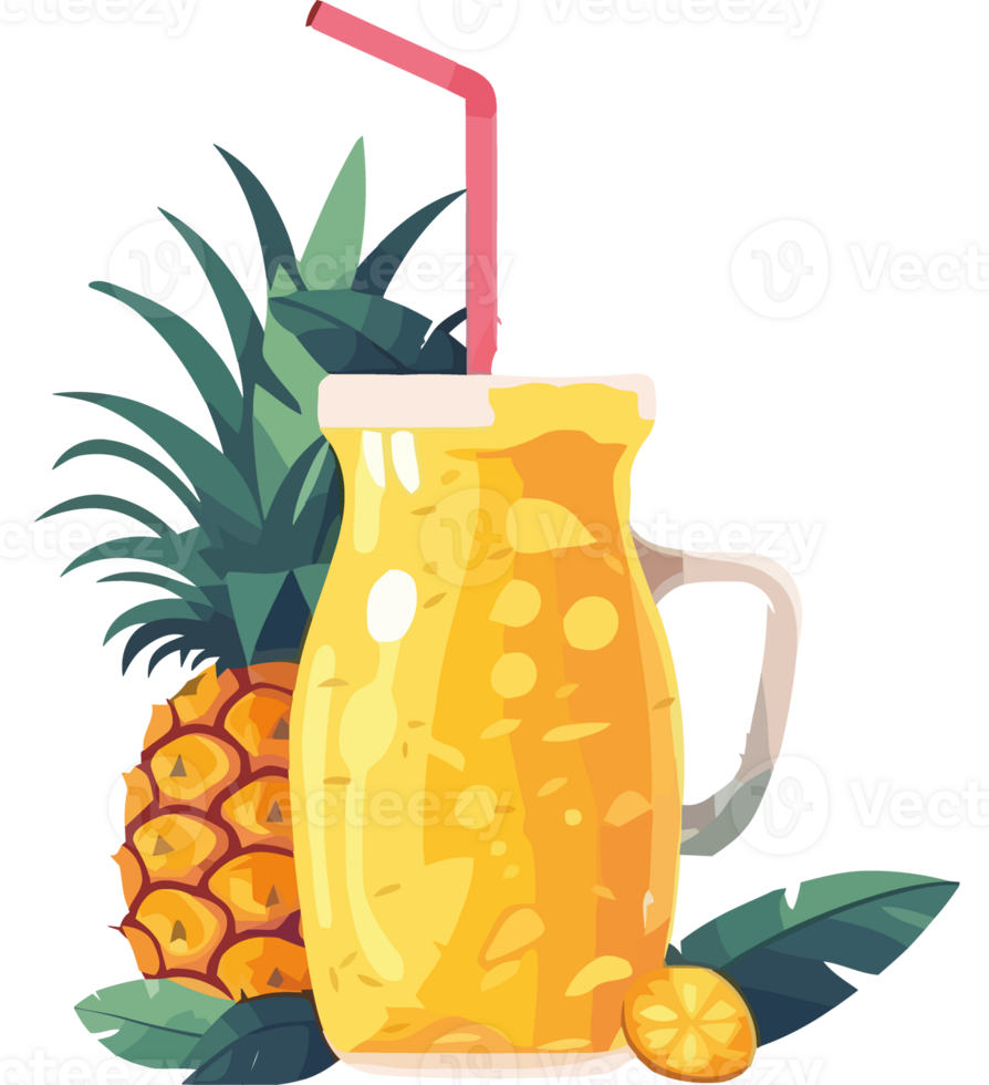 A glass of pineapple juice with a straw png