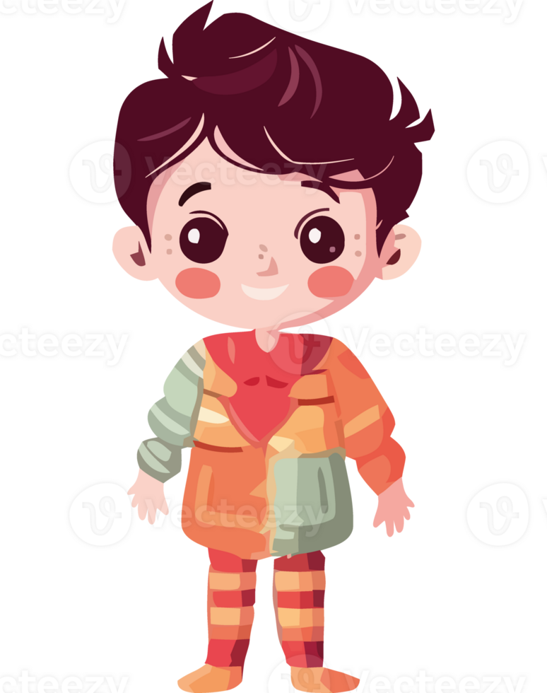 A cartoon boy in a colorful sweater png