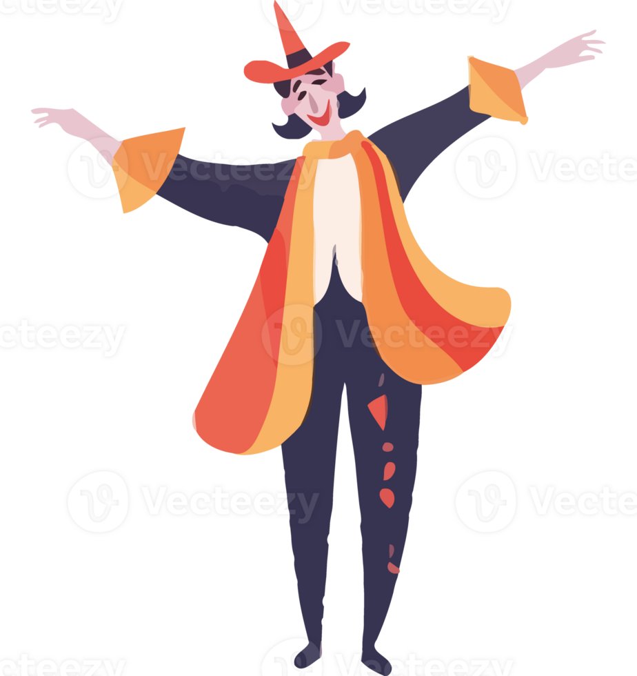 A cartoon man in a colorful costume png