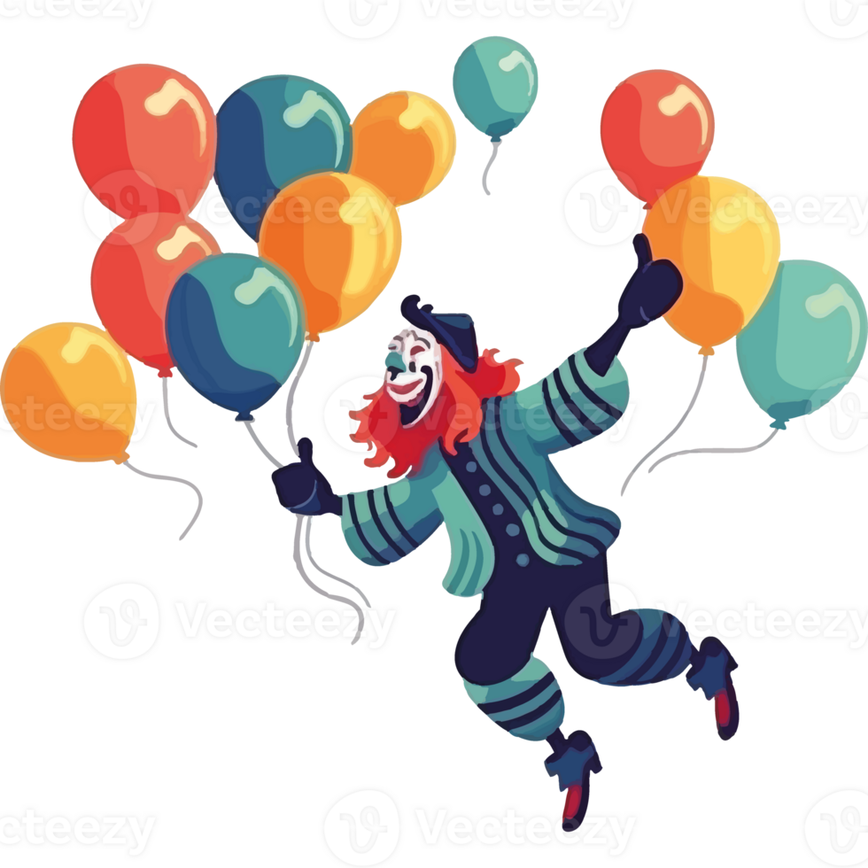 A cartoon clown with balloons png