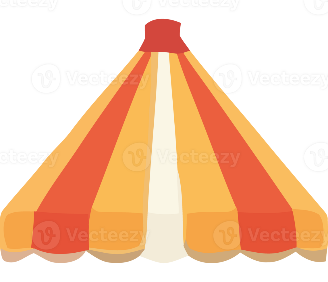 A circus tent with a red and orange striped top png