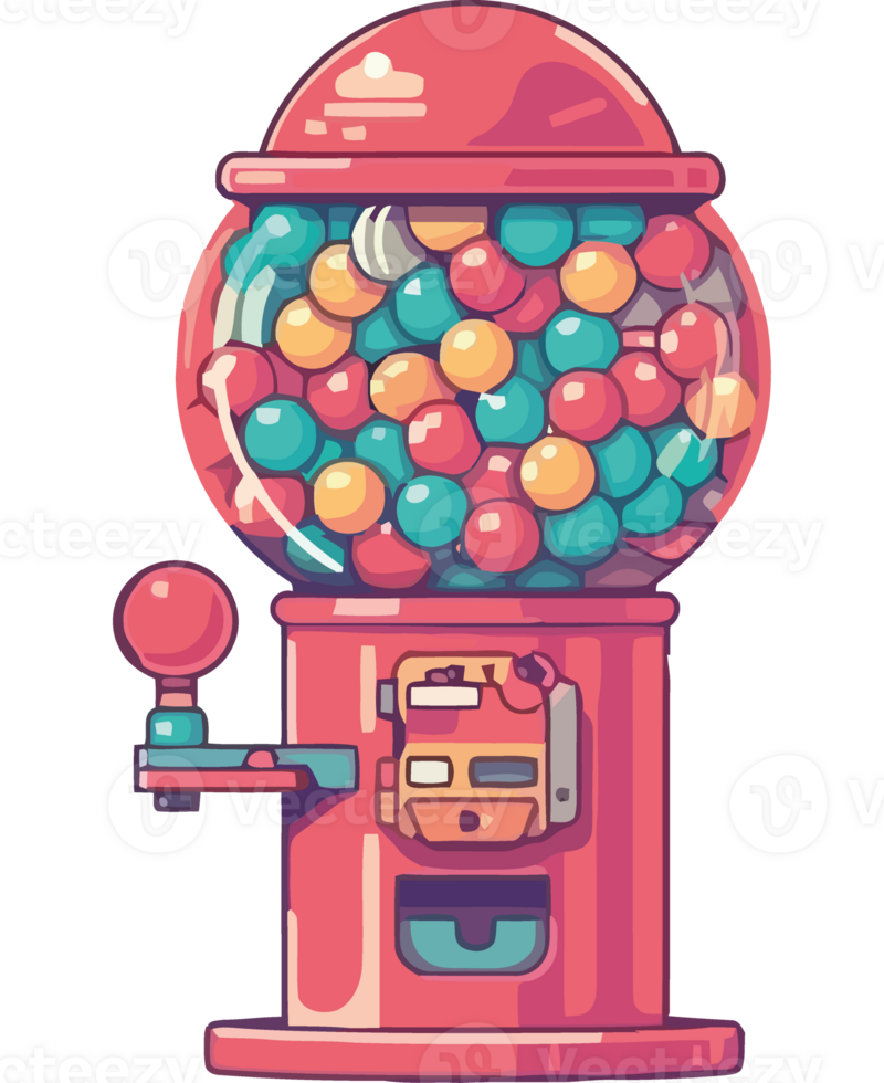 Gumball machine with colorful balls png