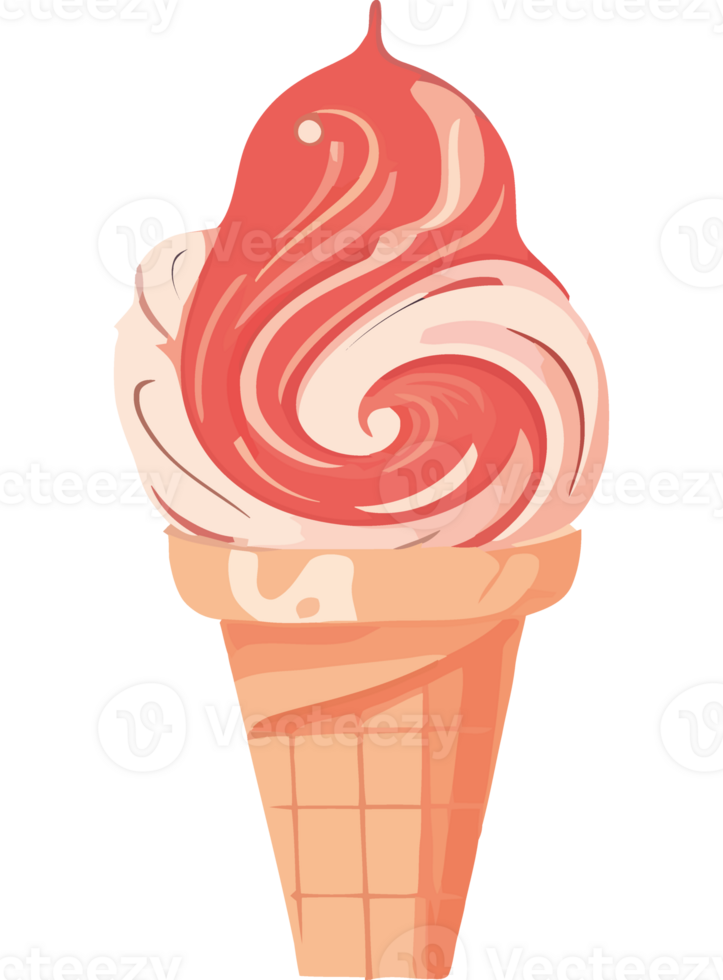 Ice cream cone with pink swirl png