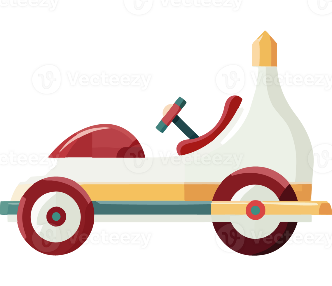 A cartoon car with a red and white top png