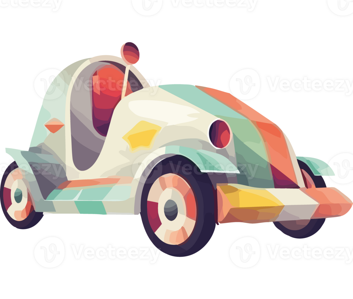 A cartoon car with a colorful design png