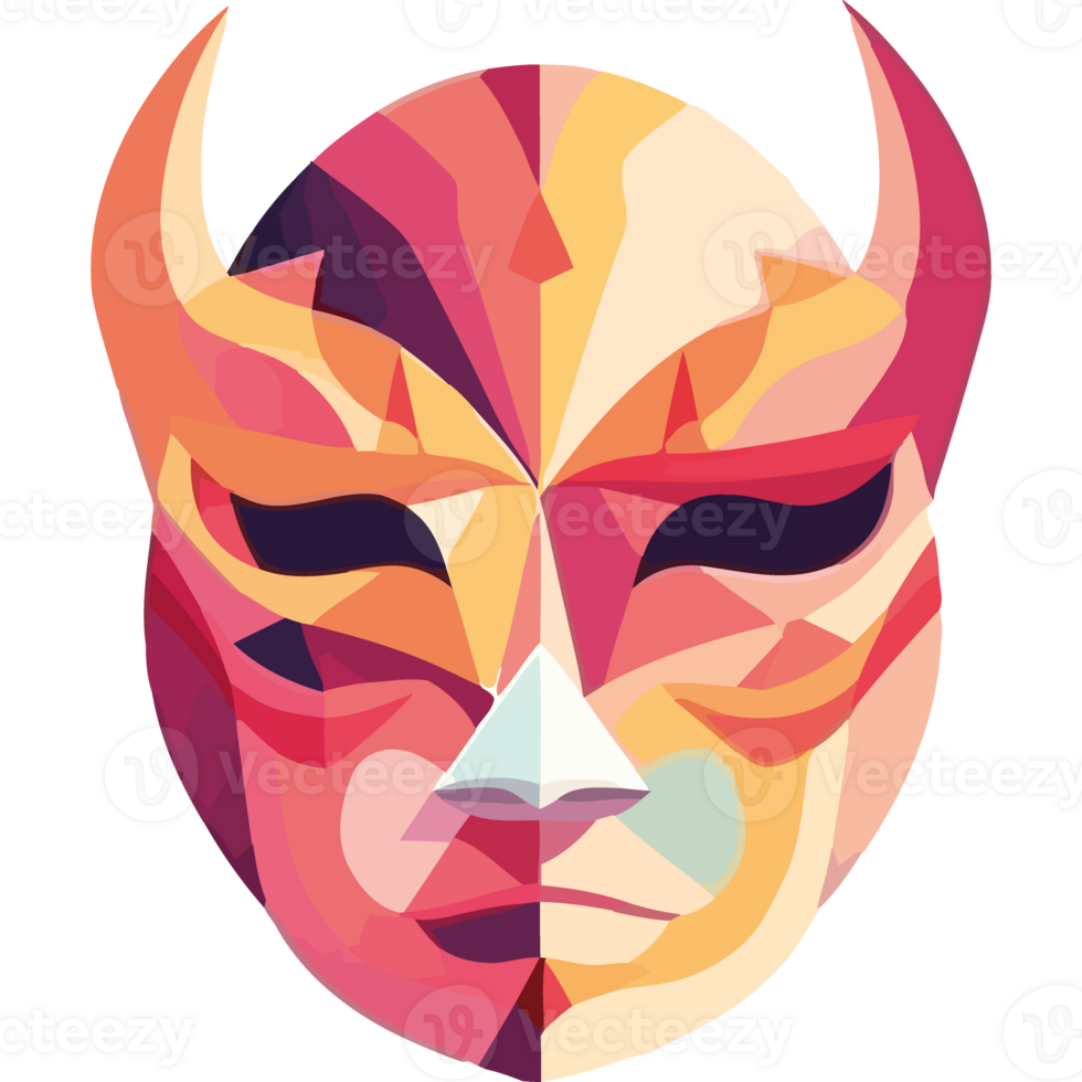 A colorful mask with horns on it png