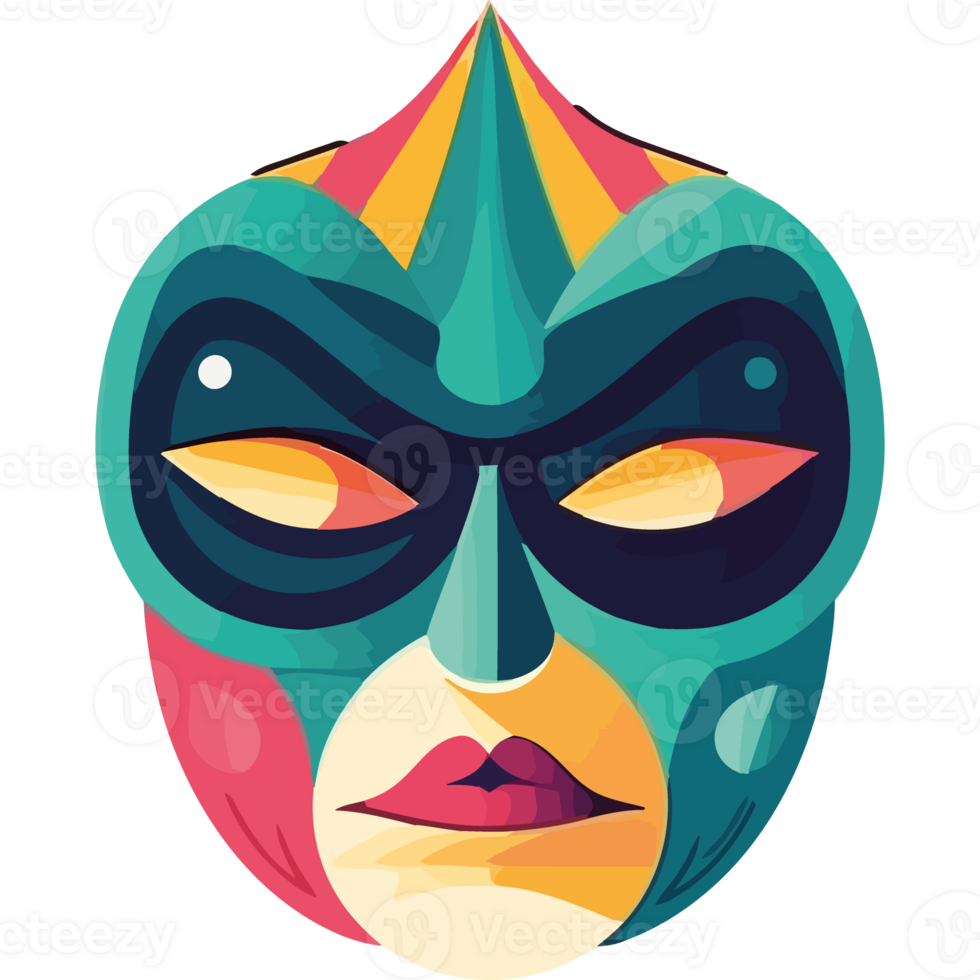 A colorful mask with a face and eyes png