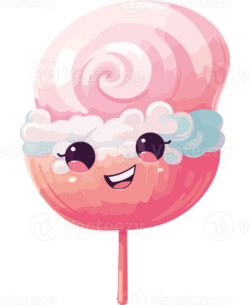 A pink lollipop with a smiley face on it png