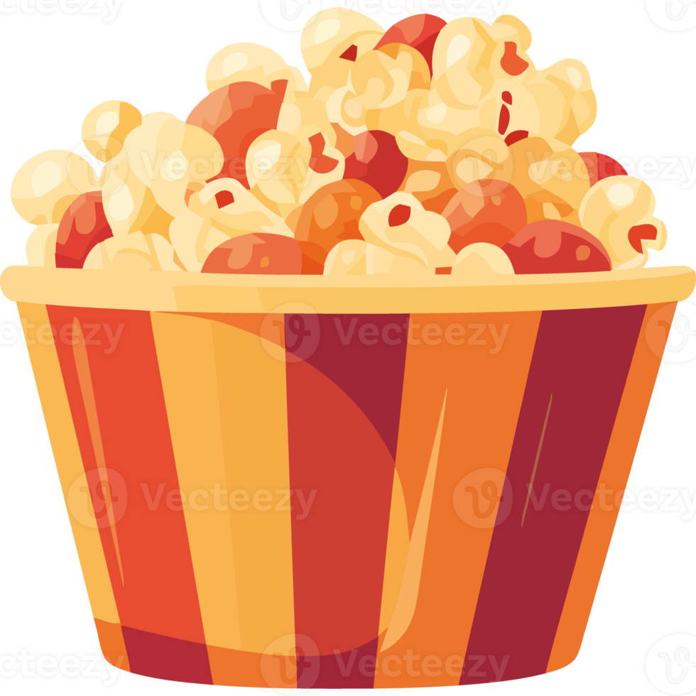 Popcorn in a striped bucket png