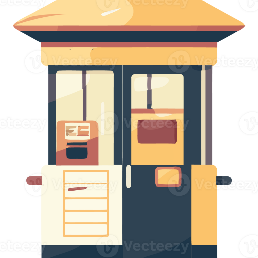 A cartoon vending machine with a sign on it png