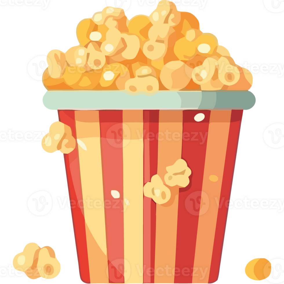 Popcorn in a striped bucket png