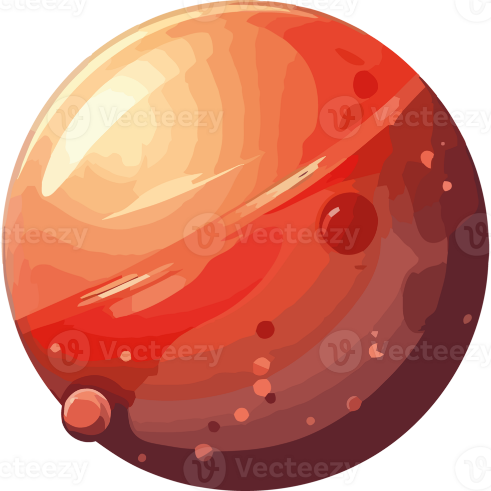 An illustration of a red planet with water droplets png