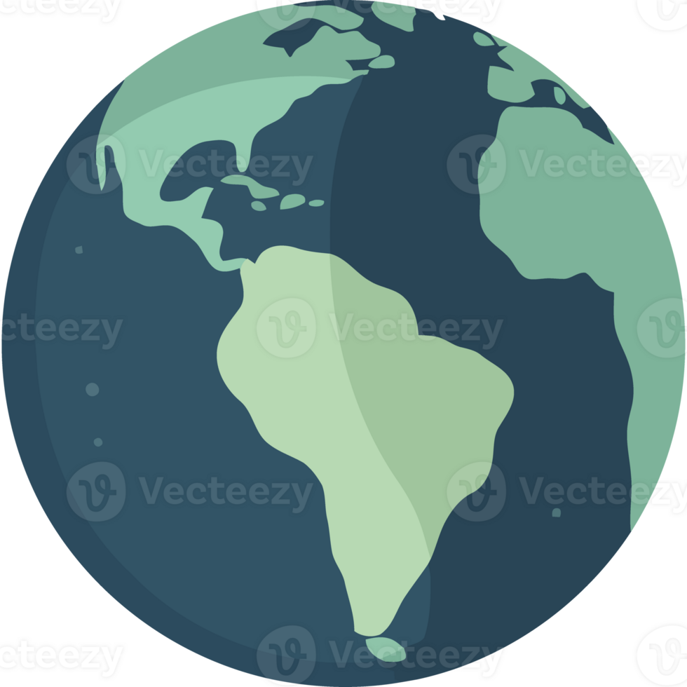 A flat earth globe with a green and blue background png