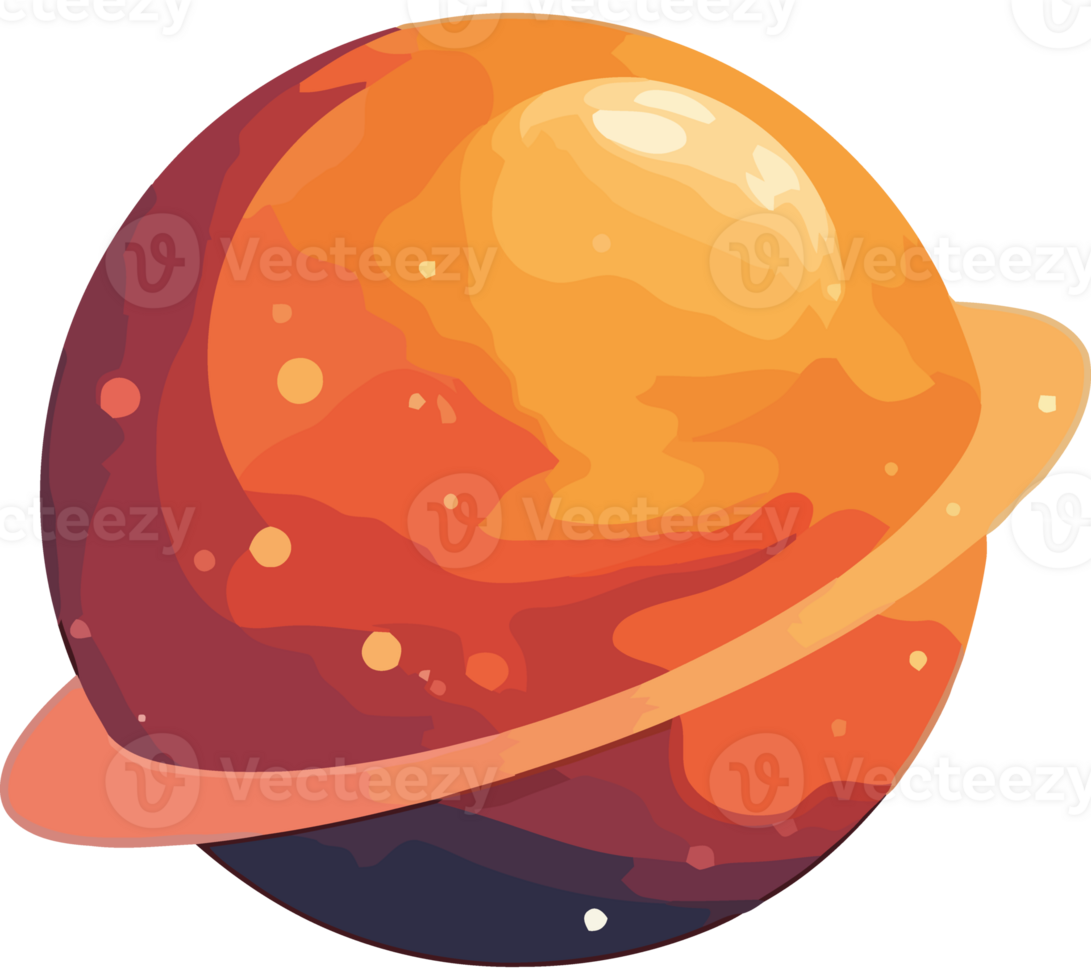 An orange planet with a ring around it png