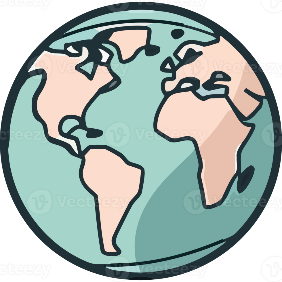 A cartoon earth globe with a black background png