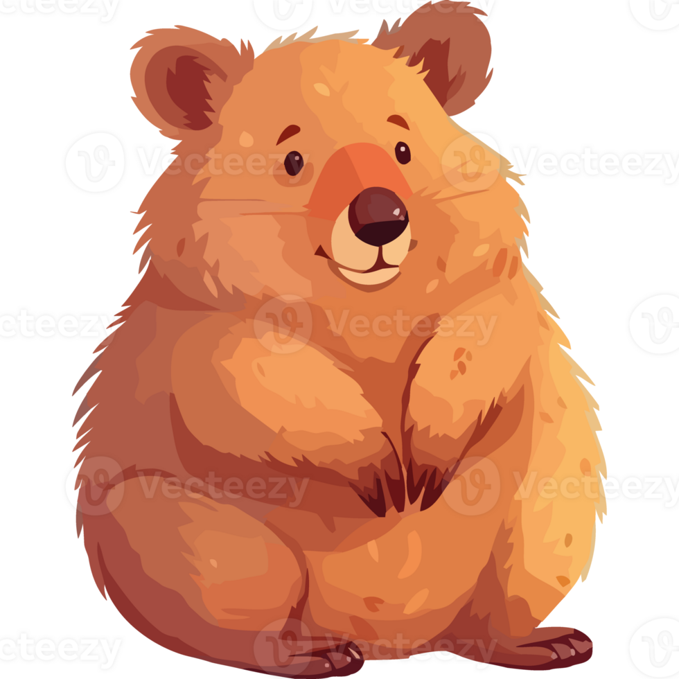 A cute little brown bear sitting on its haunches png