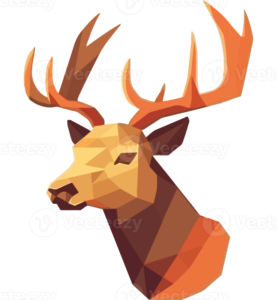 A deer head in a low polygonal style png