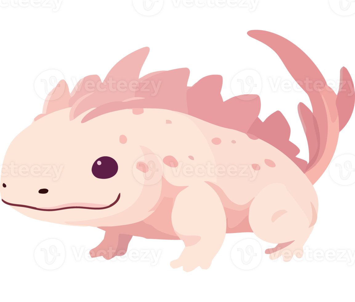 A cartoon pink lizard with a big head png