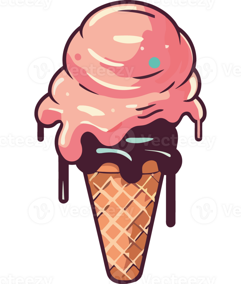 Ice cream with pink and black drips png