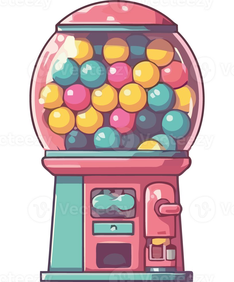 Gumball machine with colorful balls png