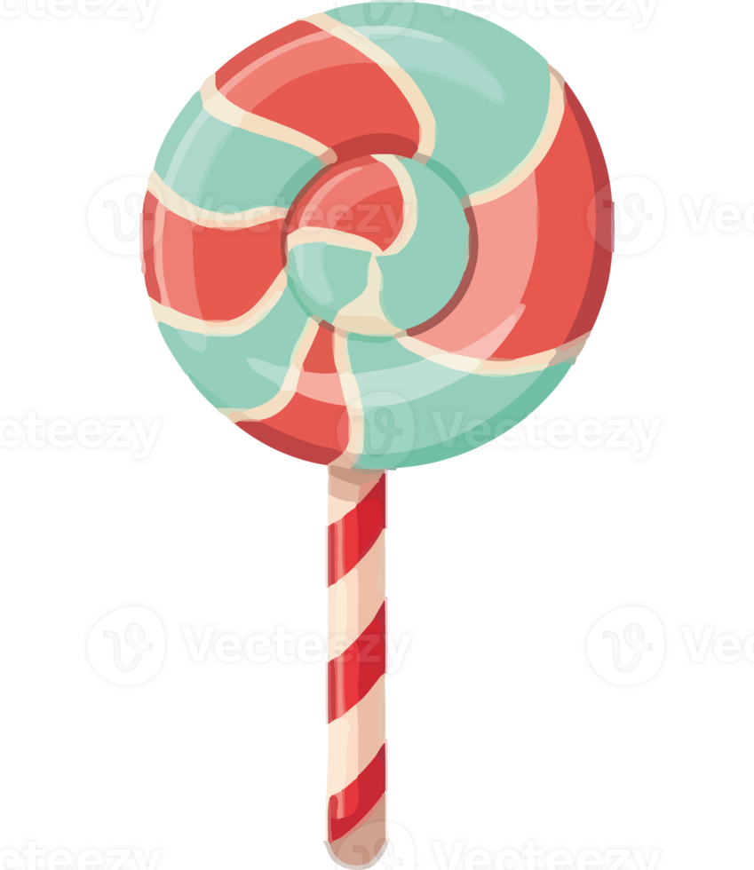 A candy lollipop with a red and green striped top png