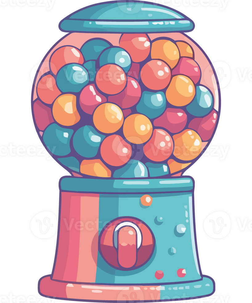Gumball machine with colorful balls png