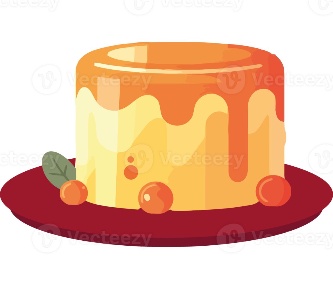 A cake with orange icing on top png