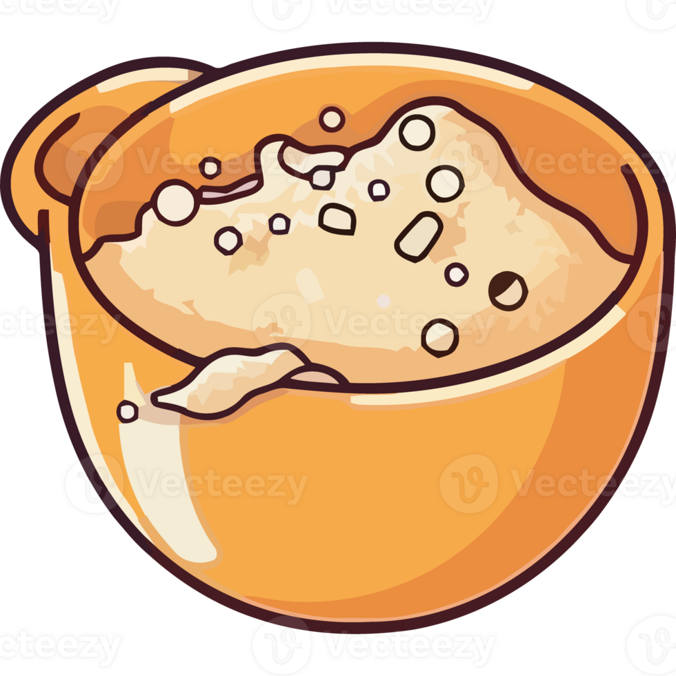 A bowl of soup with a spoon in it png