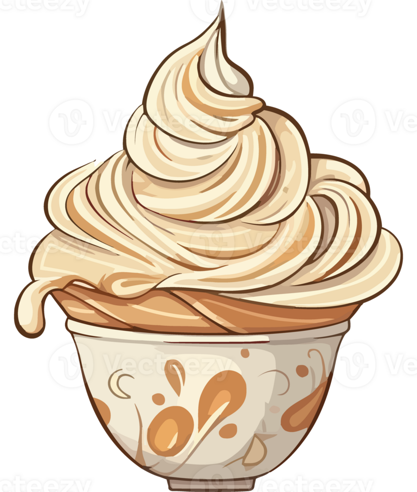 A cup of whipped cream with a splash of milk png