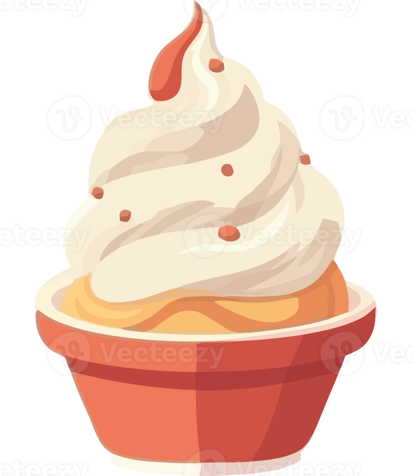 An ice cream cup with whipped cream on top png