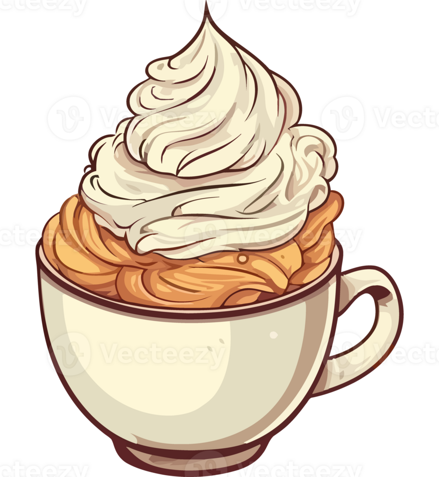 A cup of whipped cream with a spoon png