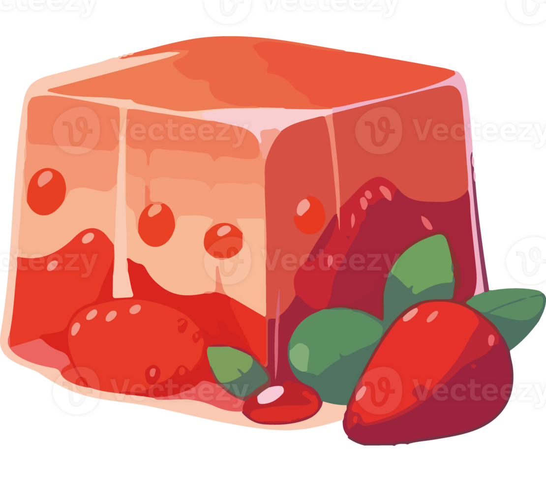 A strawberry jelly with a strawberry on top png