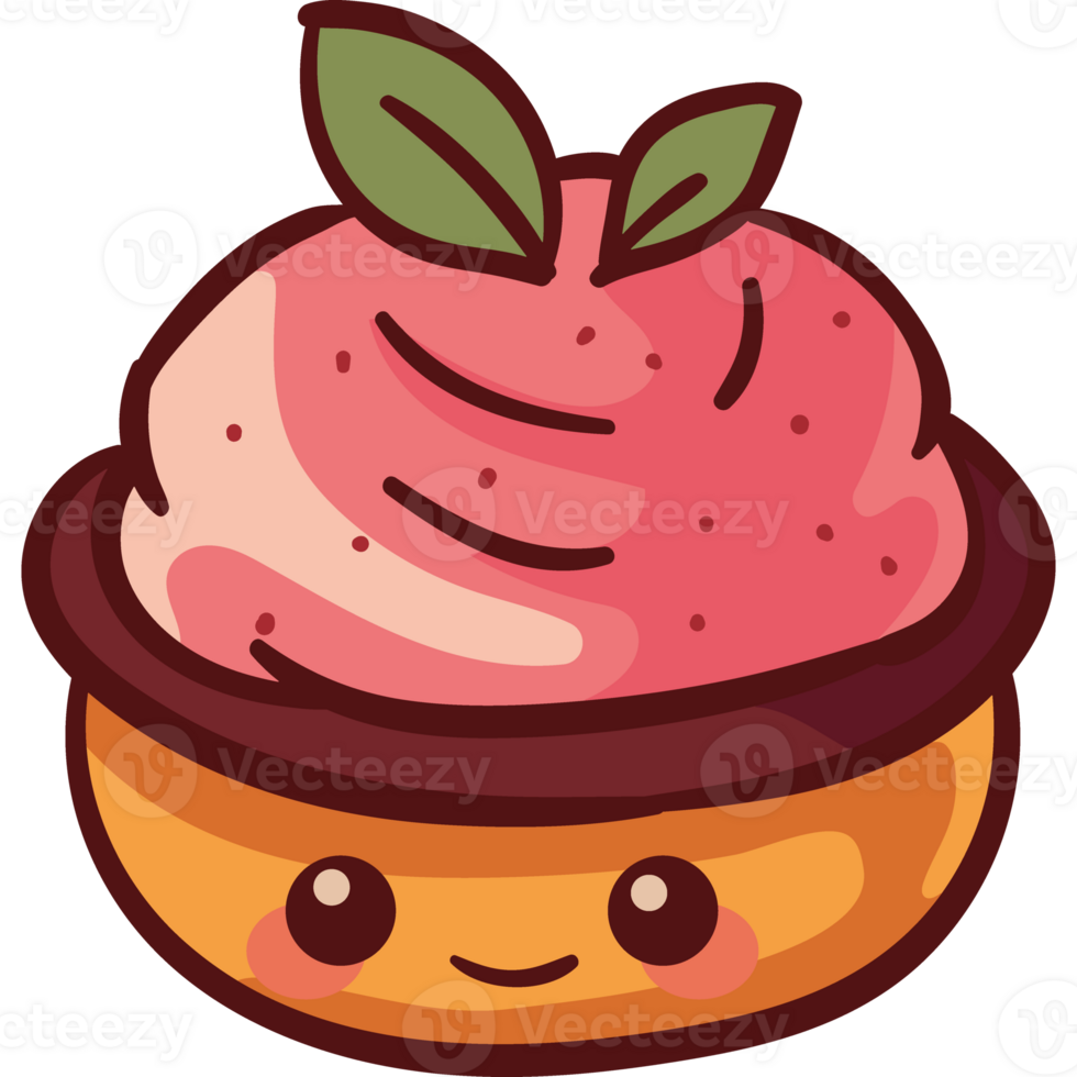 A strawberry pie with a green leaf on top png