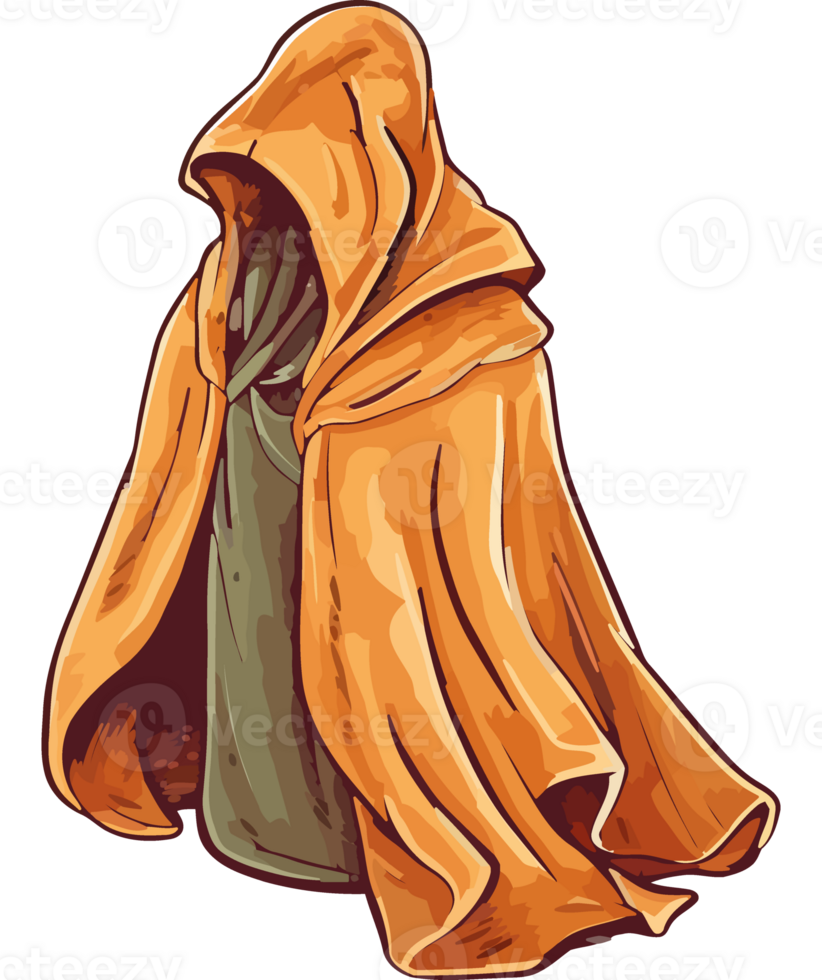 An orange cloak with a hood on it png