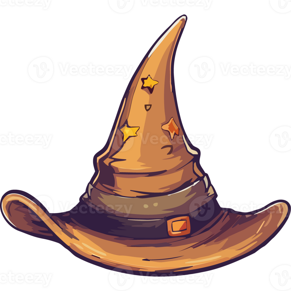A cartoon witch hat with stars on it png