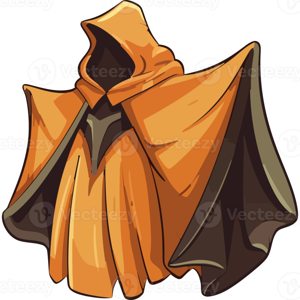 An orange cloak with a hood and wings png