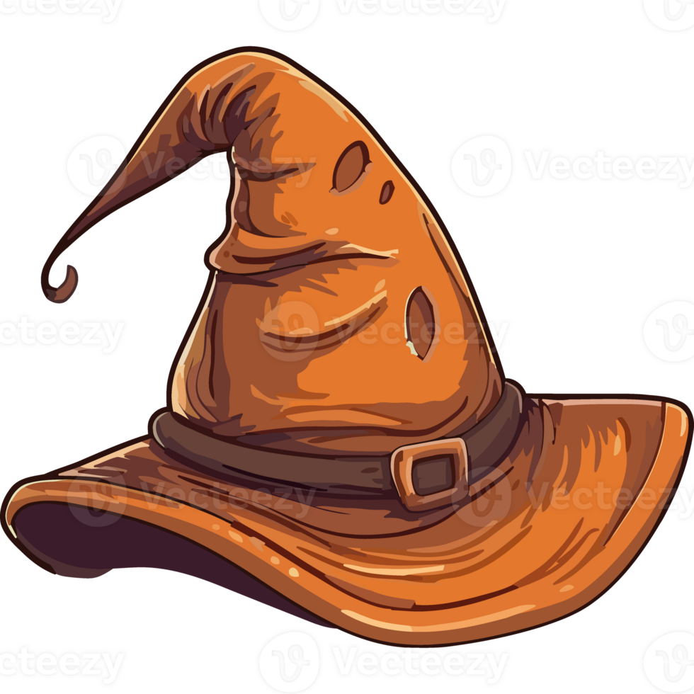 An orange witch hat with a brown belt png