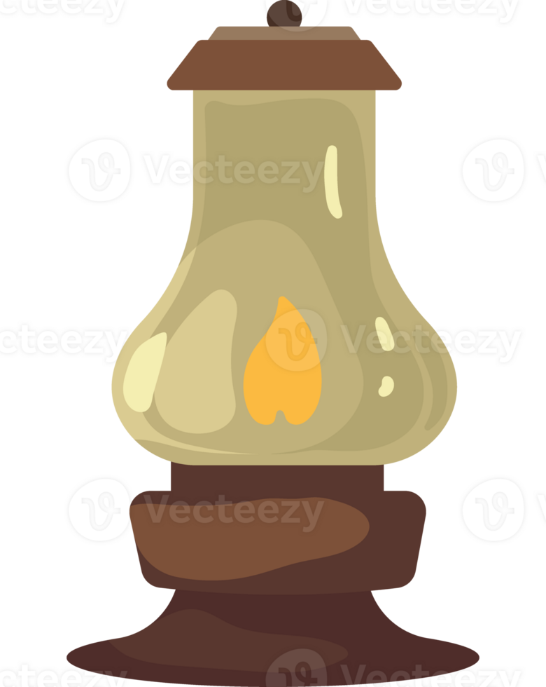 An old oil lamp with a yellow flame png