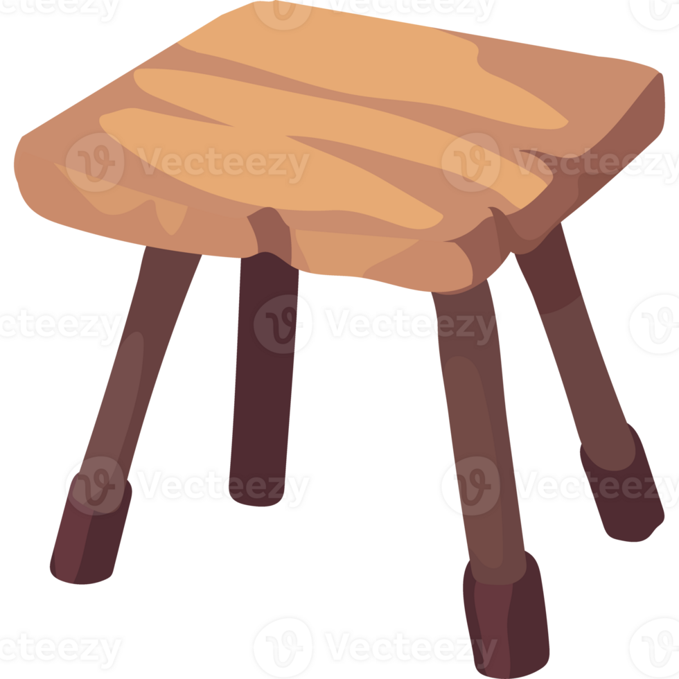 A wooden stool with legs on a black background png