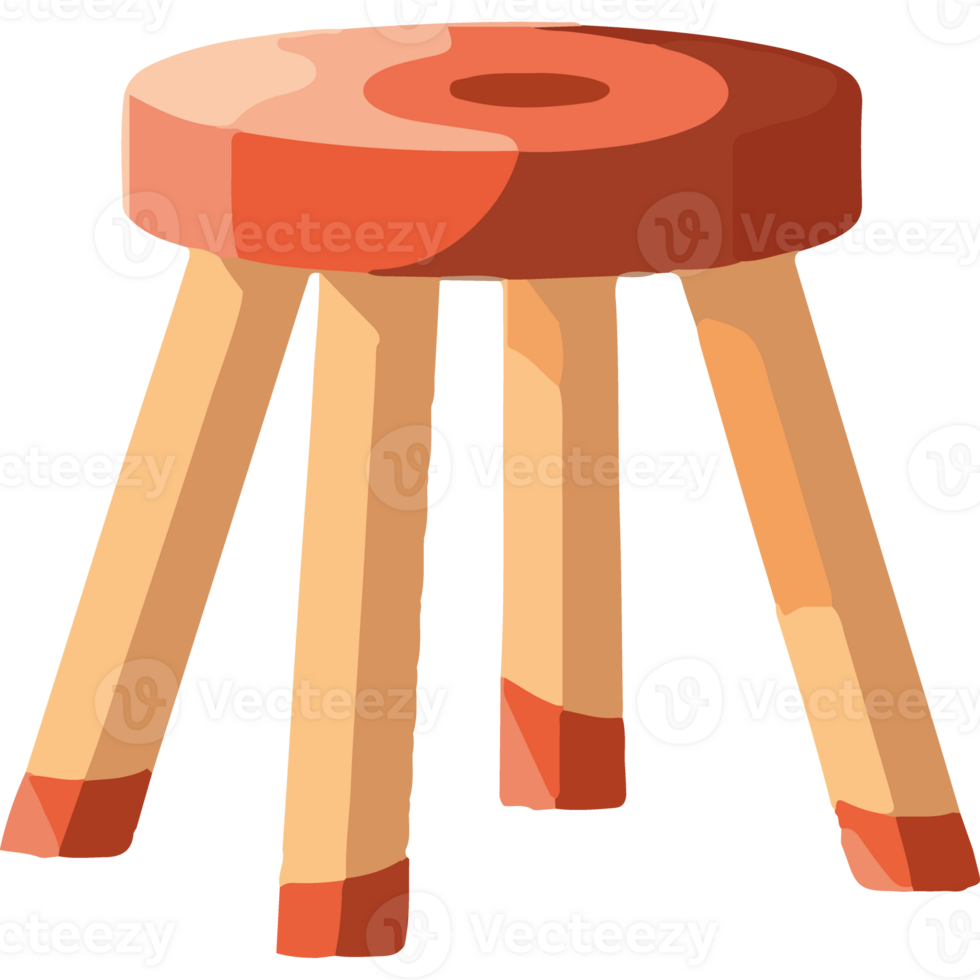 A wooden stool with a red seat png